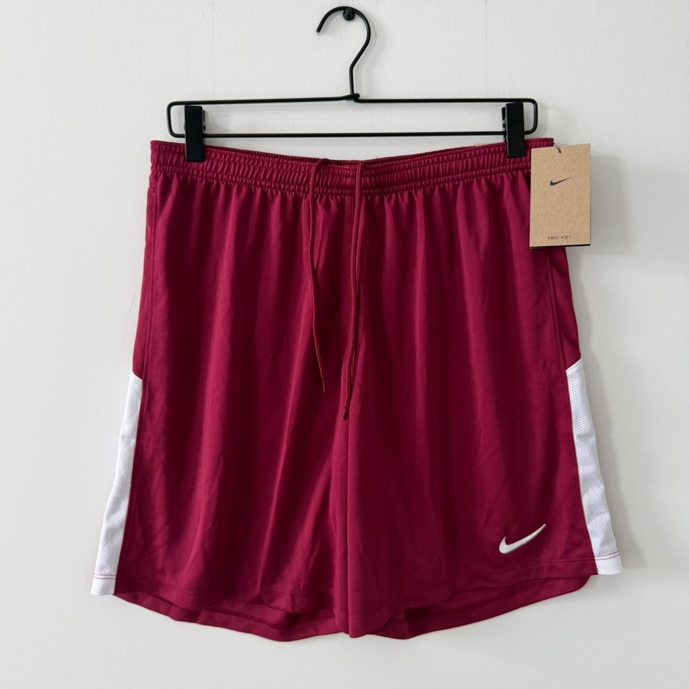 Nike Mens Dri-FIT Soccer Shorts Burgundy Red White BV6854-692 Slim Fit Large